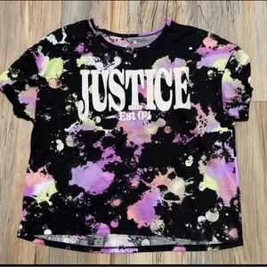Girls Size XL (18-20) Justice - Black Tie Dye - Crop Short Sleeve Tee